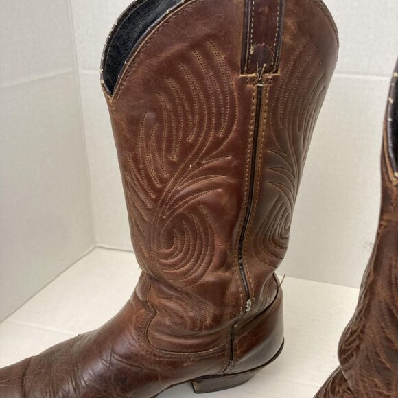 Vintage Code West USA Brown Leather Western Cowboy Boots Womens 7 Pointed Toe - Picture 11 of 16
